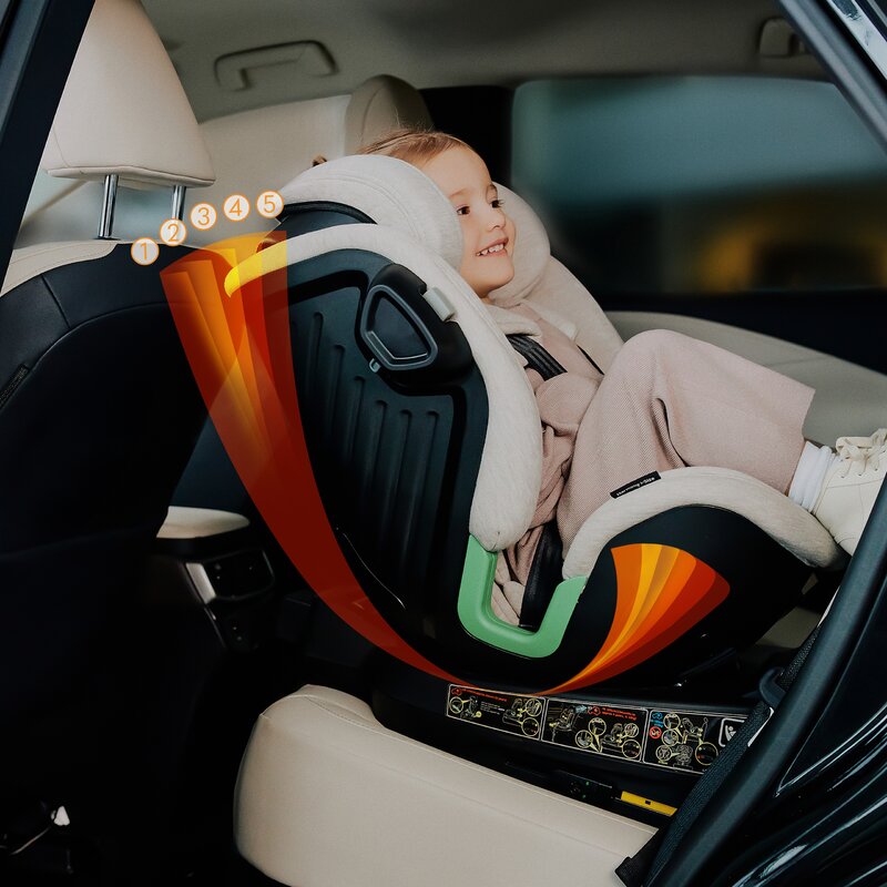 Scaun auto, Lionelo, Harmony i-Size, Rotire 360 grade, Protectie laterala, Cu spatar reglabil in 5 pozitii, Cu tetiera reglabila in 12 pozitii, 0-36 Kg, 40-150 cm, Cu Isofix, Husa din bambus, Conform cu ECE R129, Gri inchis