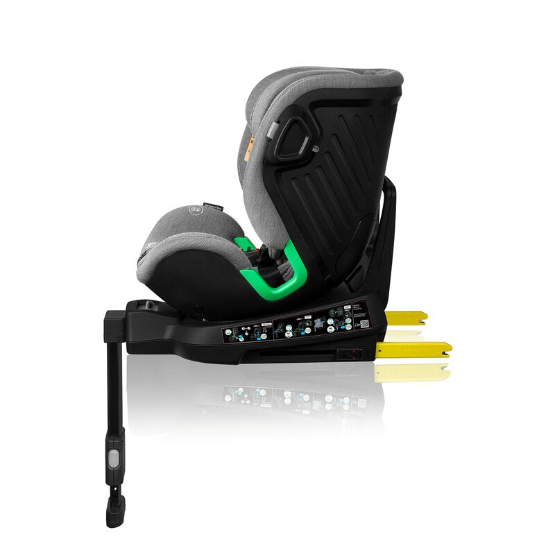 Scaun auto, Lionelo, Harmony i-Size, Rotire 360 grade, Protectie laterala, Cu spatar reglabil in 5 pozitii, Cu tetiera reglabila in 12 pozitii, 0-36 Kg, 40-150 cm, Cu Isofix, Husa din bambus, Conform cu ECE R129, Gri deschis - gogobaby.ro