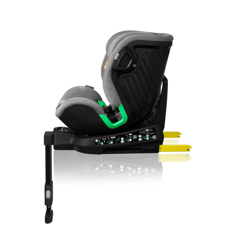 Scaun auto, Lionelo, Harmony i-Size, Rotire 360 grade, Protectie laterala, Cu spatar reglabil in 5 pozitii, Cu tetiera reglabila in 12 pozitii, 0-36 Kg, 40-150 cm, Cu Isofix, Husa din bambus, Conform cu ECE R129, Gri deschis