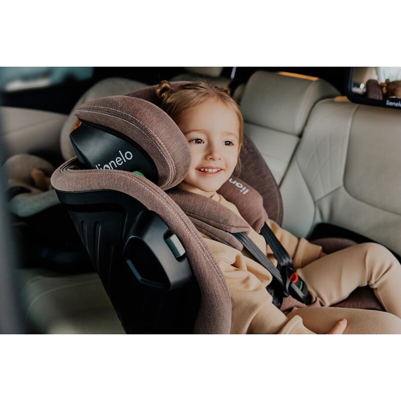 Scaun auto, Lionelo, Harmony i-Size, Rotire 360 grade, Protectie laterala, Cu spatar reglabil in 5 pozitii, Cu tetiera reglabila in 12 pozitii, 0-36 Kg, 40-150 cm, Cu Isofix, Husa din bambus, Conform cu ECE R129, Gri inchis