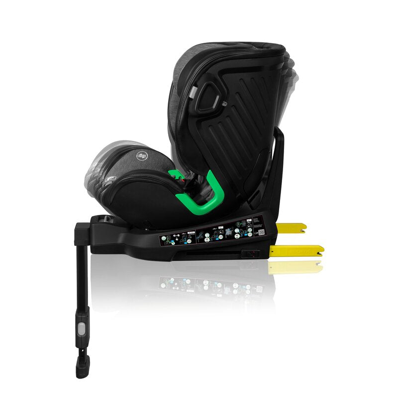 Scaun auto, Lionelo, Harmony i-Size, Rotire 360 grade, Protectie laterala, Cu spatar reglabil in 5 pozitii, Cu tetiera reglabila in 12 pozitii, 0-36 Kg, 40-150 cm, Cu Isofix, Husa din bambus, Conform cu ECE R129, Gri inchis