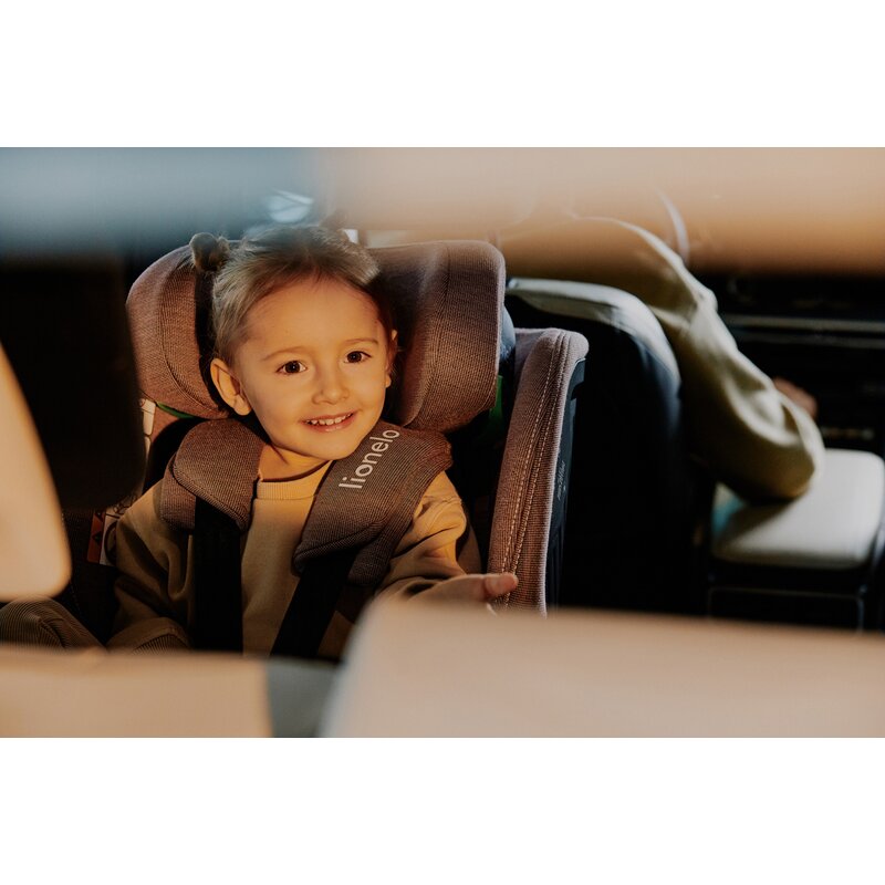 Scaun auto, Lionelo, Harmony i-Size, Rotire 360 grade, Protectie laterala, Cu spatar reglabil in 5 pozitii, Cu tetiera reglabila in 12 pozitii, 0-36 Kg, 40-150 cm, Cu Isofix, Husa din bambus, Conform cu ECE R129, Gri inchis