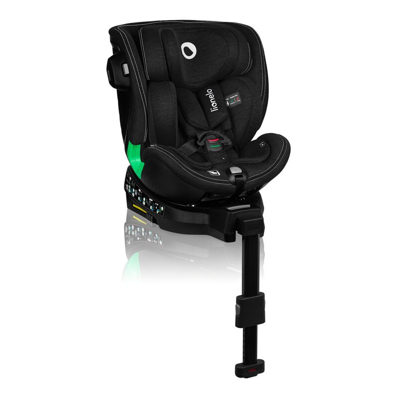 Scaun auto, Lionelo, Harmony i-Size, Rotire 360 grade, Protectie laterala, Cu spatar reglabil in 5 pozitii, Cu tetiera reglabila in 12 pozitii, 0-36 Kg, 40-150 cm, Cu Isofix, Husa din bambus, Conform cu ECE R129, Negru - gogobaby.ro