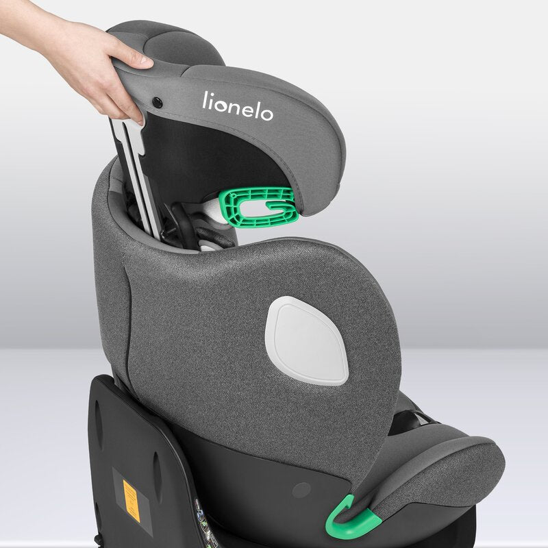 Scaun auto, Lionelo, i-Size Braam, 0-36 Kg, 40-150 cm, Cu isofix si picior de fixare, Protectie laterala, Rotire 360 grade, Ajustare spatar in 5 pozitii, Tetiera reglabila in 14 trepte, Conform cu standardul european de securitate R129, Gri
