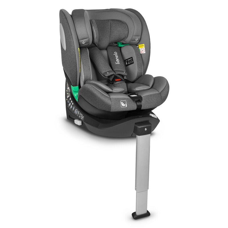 Scaun auto, Lionelo, i-Size Braam, 0-36 Kg, 40-150 cm, Cu isofix si picior de fixare, Protectie laterala, Rotire 360 grade, Ajustare spatar in 5 pozitii, Tetiera reglabila in 14 trepte, Conform cu standardul european de securitate R129, Gri
