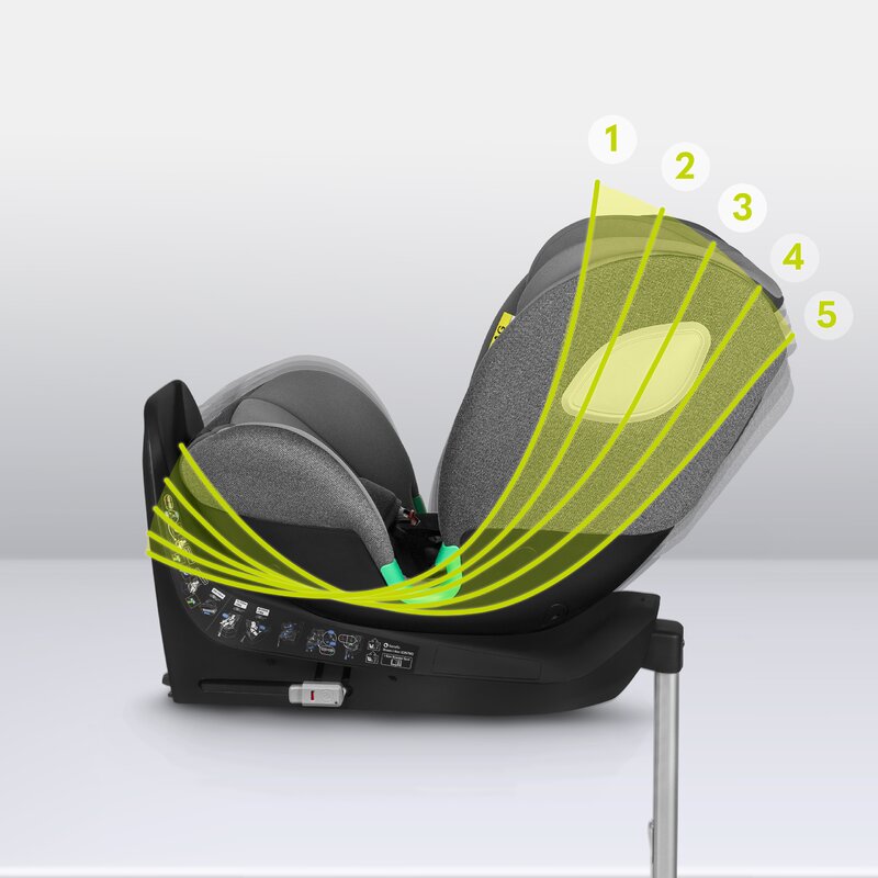 Scaun auto, Lionelo, i-Size Braam, 0-36 Kg, 40-150 cm, Cu isofix si picior de fixare, Protectie laterala, Rotire 360 grade, Ajustare spatar in 5 pozitii, Tetiera reglabila in 14 trepte, Conform cu standardul european de securitate R129, Gri - gogobaby.ro