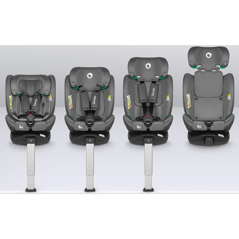 Scaun auto, Lionelo, i-Size Braam, 0-36 Kg, 40-150 cm, Cu isofix si picior de fixare, Protectie laterala, Rotire 360 grade, Ajustare spatar in 5 pozitii, Tetiera reglabila in 14 trepte, Conform cu standardul european de securitate R129, Gri