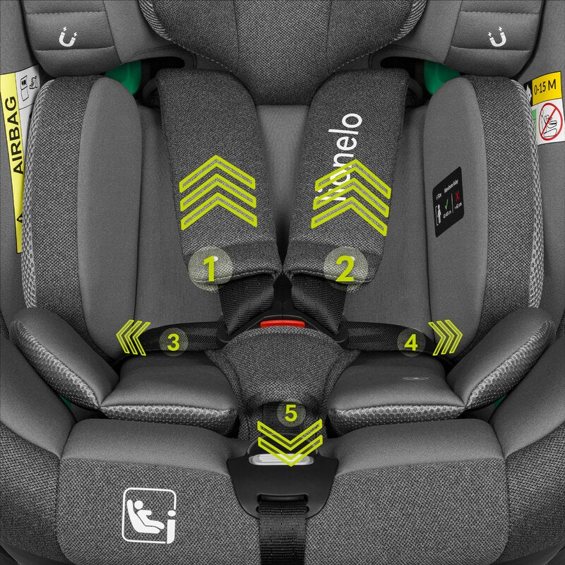 Scaun auto, Lionelo, i-Size Braam, 0-36 Kg, 40-150 cm, Cu isofix si picior de fixare, Protectie laterala, Rotire 360 grade, Ajustare spatar in 5 pozitii, Tetiera reglabila in 14 trepte, Conform cu standardul european de securitate R129, Gri