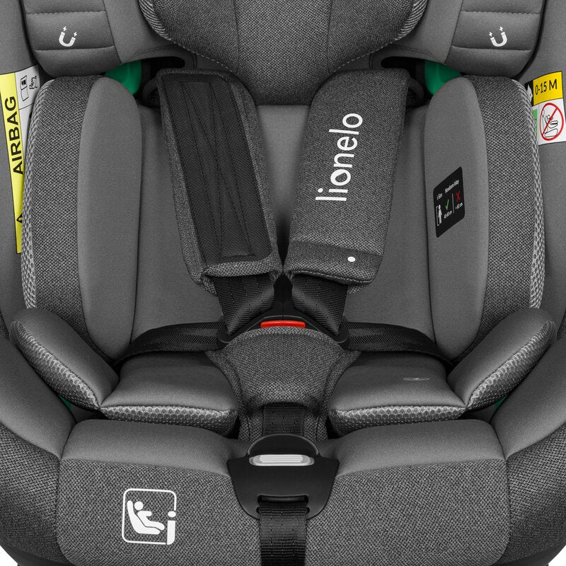 Scaun auto, Lionelo, i-Size Braam, 0-36 Kg, 40-150 cm, Cu isofix si picior de fixare, Protectie laterala, Rotire 360 grade, Ajustare spatar in 5 pozitii, Tetiera reglabila in 14 trepte, Conform cu standardul european de securitate R129, Gri