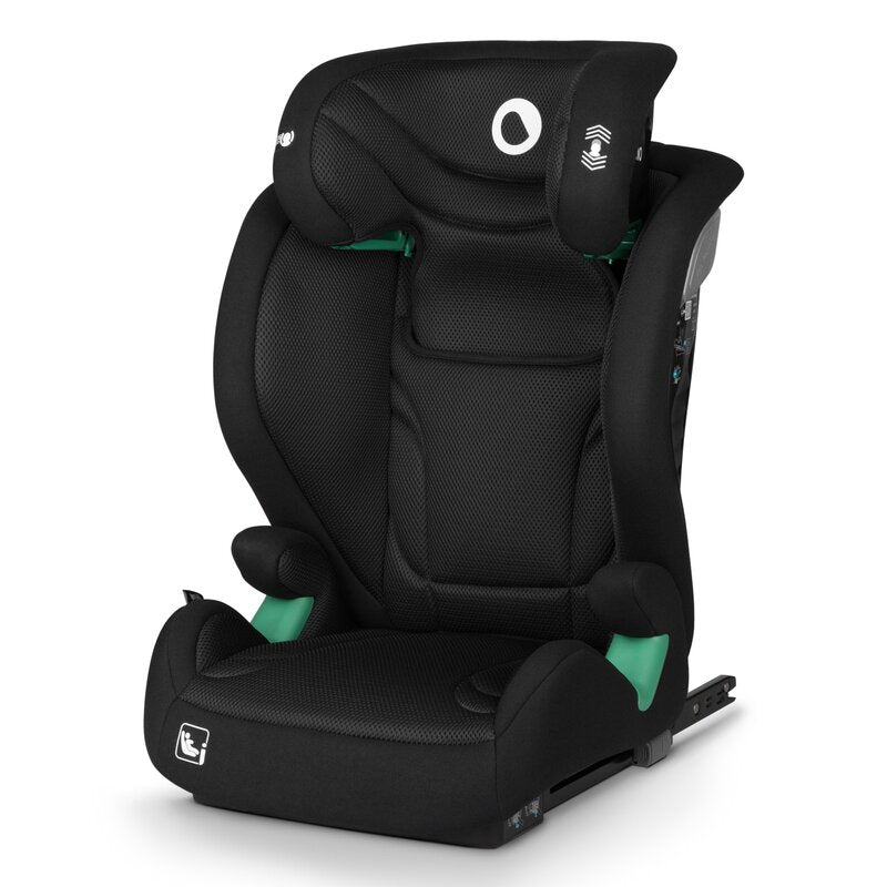 Scaun auto, Lionelo, i-Size Igo, 100- 150 cm, Cu isofix, Protectie laterala, Ajustare spatar in 2 pozitii, Tetiera Tri-Guard reglabila in 11 pozitii, Conform cu standardul european de securitate R129, Negru