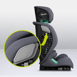 Scaun auto, Lionelo, i-Size Igo, 100- 150 cm, Cu isofix, Protectie laterala, Ajustare spatar in 2 pozitii, Tetiera Tri-Guard reglabila in 11 pozitii, Conform cu standardul european de securitate R129, Gri