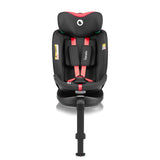 Scaun auto, Lionelo, i-Size Navy, 0-36 Kg, 40-150 cm, Cu isofix si picior de fixare, Protectie laterala, Rotire 360 grade, Ajustare spatar in 4 pozitii, Tetiera reglabila in 11 trepte, Conform cu R129, Negru/Rosu