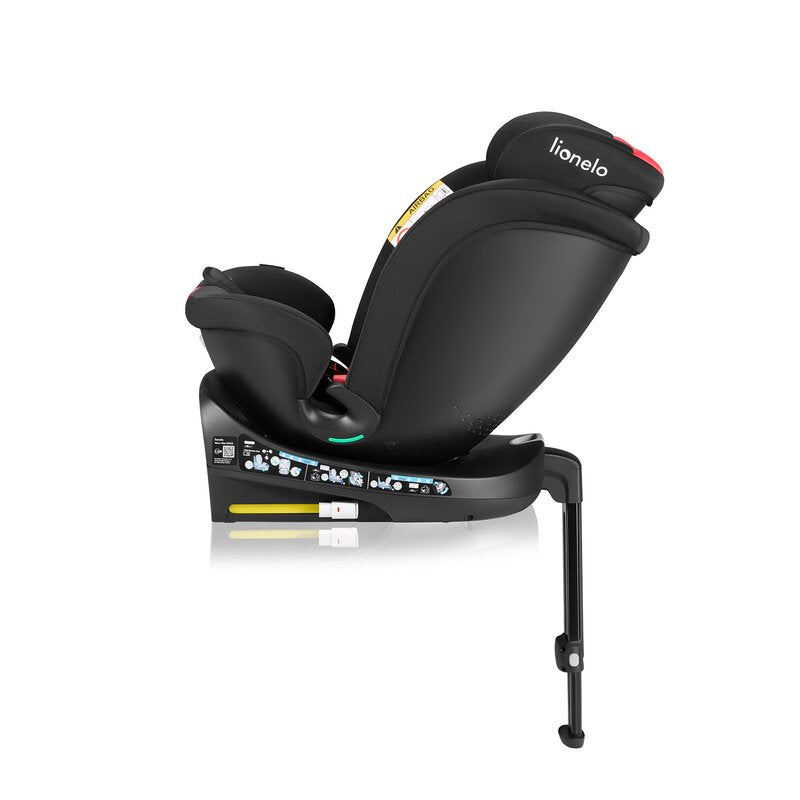 Scaun auto, Lionelo, i-Size Navy, 0-36 Kg, 40-150 cm, Cu isofix si picior de fixare, Protectie laterala, Rotire 360 grade, Ajustare spatar in 4 pozitii, Tetiera reglabila in 11 trepte, Conform cu R129, Negru/Rosu