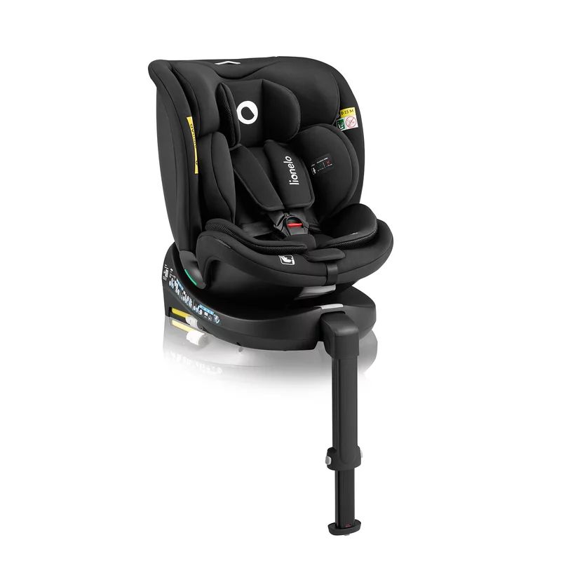 Scaun auto, Lionelo, i-Size Navy, 0-36 Kg, 40-150 cm, Cu isofix si picior de fixare, Protectie laterala, Rotire 360 grade, Ajustare spatar in 4 pozitii, Tetiera reglabila in 11 trepte, Conform cu R129, Negru
