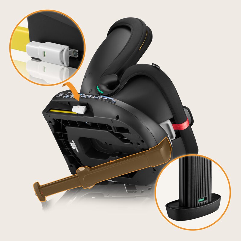 Scaun auto, Lionelo, i-Size Navy, 0-36 Kg, 40-150 cm, Cu isofix si picior de fixare, Protectie laterala, Rotire 360 grade, Ajustare spatar in 4 pozitii, Tetiera reglabila in 11 trepte, Conform cu R129, Negru/Rosu