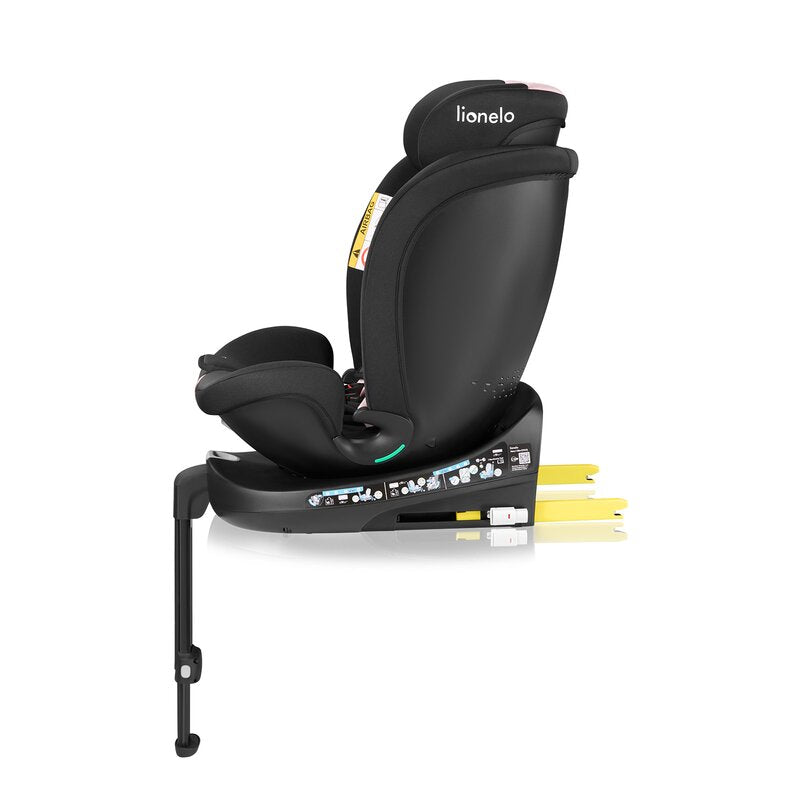 Scaun auto, Lionelo, i-Size Navy, 0-36 Kg, 40-150 cm, Cu isofix si picior de fixare, Protectie laterala, Rotire 360 grade, Ajustare spatar in 4 pozitii, Tetiera reglabila in 11 trepte, Conform cu R129, Negru/Roz - gogobaby.ro