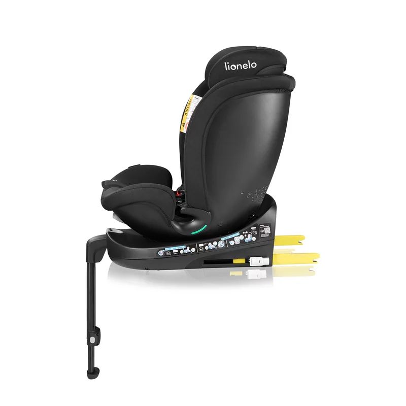 Scaun auto, Lionelo, i-Size Navy, 0-36 Kg, 40-150 cm, Cu isofix si picior de fixare, Protectie laterala, Rotire 360 grade, Ajustare spatar in 4 pozitii, Tetiera reglabila in 11 trepte, Conform cu R129, Negru