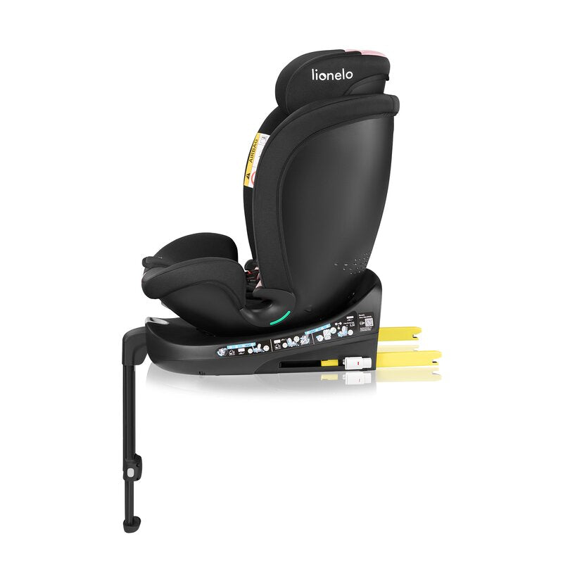 Scaun auto, Lionelo, i-Size Navy, 0-36 Kg, 40-150 cm, Cu isofix si picior de fixare, Protectie laterala, Rotire 360 grade, Ajustare spatar in 4 pozitii, Tetiera reglabila in 11 trepte, Conform cu R129, Negru/Roz - gogobaby.ro