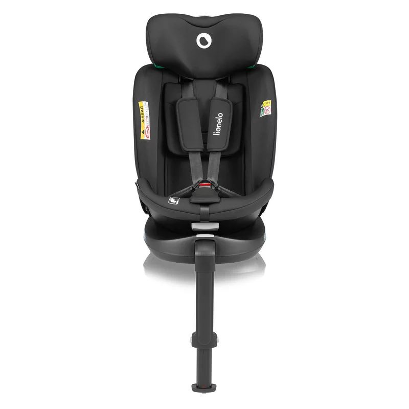 Scaun auto, Lionelo, i-Size Navy, 0-36 Kg, 40-150 cm, Cu isofix si picior de fixare, Protectie laterala, Rotire 360 grade, Ajustare spatar in 4 pozitii, Tetiera reglabila in 11 trepte, Conform cu R129, Negru