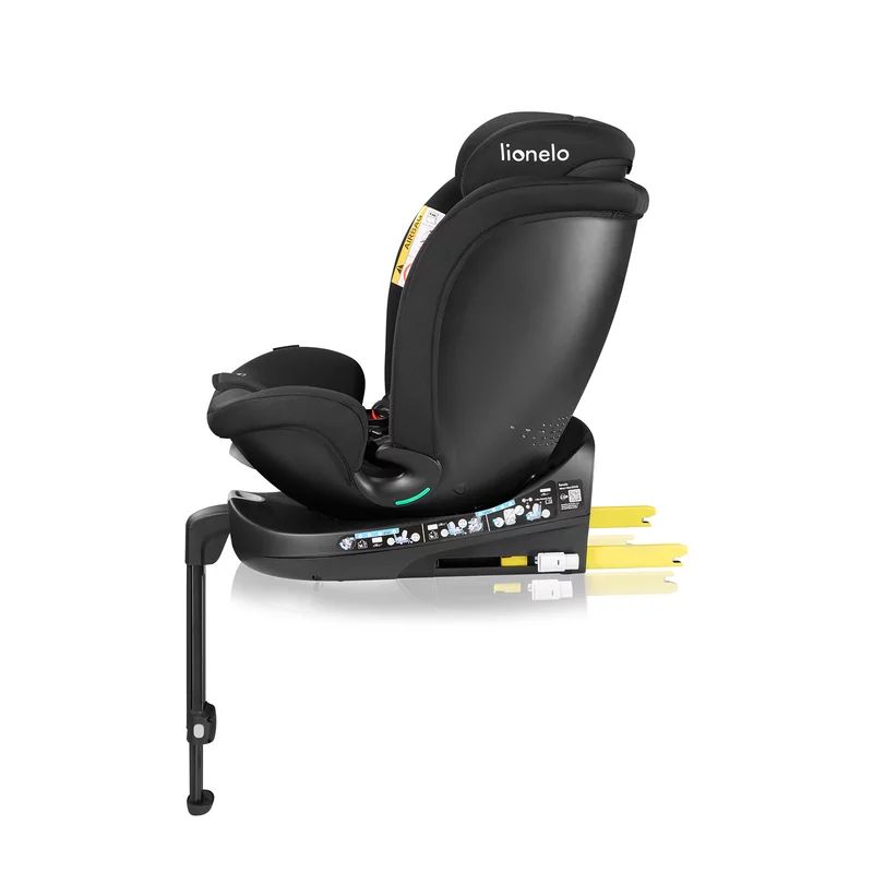 Scaun auto, Lionelo, i-Size Navy, 0-36 Kg, 40-150 cm, Cu isofix si picior de fixare, Protectie laterala, Rotire 360 grade, Ajustare spatar in 4 pozitii, Tetiera reglabila in 11 trepte, Conform cu R129, Negru