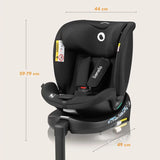 Scaun auto, Lionelo, i-Size Navy, 0-36 Kg, 40-150 cm, Cu isofix si picior de fixare, Protectie laterala, Rotire 360 grade, Ajustare spatar in 4 pozitii, Tetiera reglabila in 11 trepte, Conform cu R129, Negru