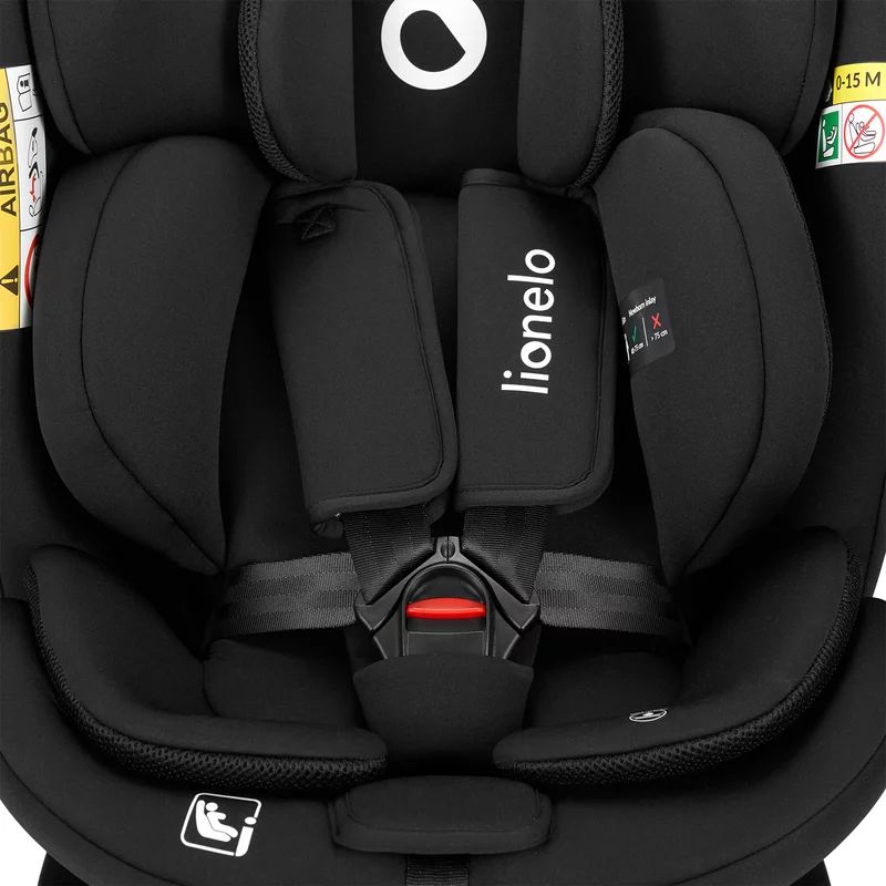 Scaun auto, Lionelo, i-Size Navy, 0-36 Kg, 40-150 cm, Cu isofix si picior de fixare, Protectie laterala, Rotire 360 grade, Ajustare spatar in 4 pozitii, Tetiera reglabila in 11 trepte, Conform cu R129, Negru