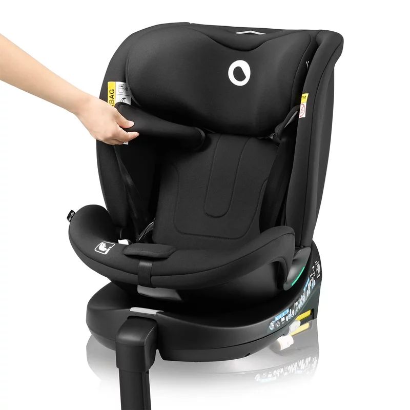 Scaun auto, Lionelo, i-Size Navy, 0-36 Kg, 40-150 cm, Cu isofix si picior de fixare, Protectie laterala, Rotire 360 grade, Ajustare spatar in 4 pozitii, Tetiera reglabila in 11 trepte, Conform cu R129, Negru