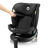 Scaun auto, Lionelo, i-Size Navy, 0-36 Kg, 40-150 cm, Cu isofix si picior de fixare, Protectie laterala, Rotire 360 grade, Ajustare spatar in 4 pozitii, Tetiera reglabila in 11 trepte, Conform cu R129, Negru