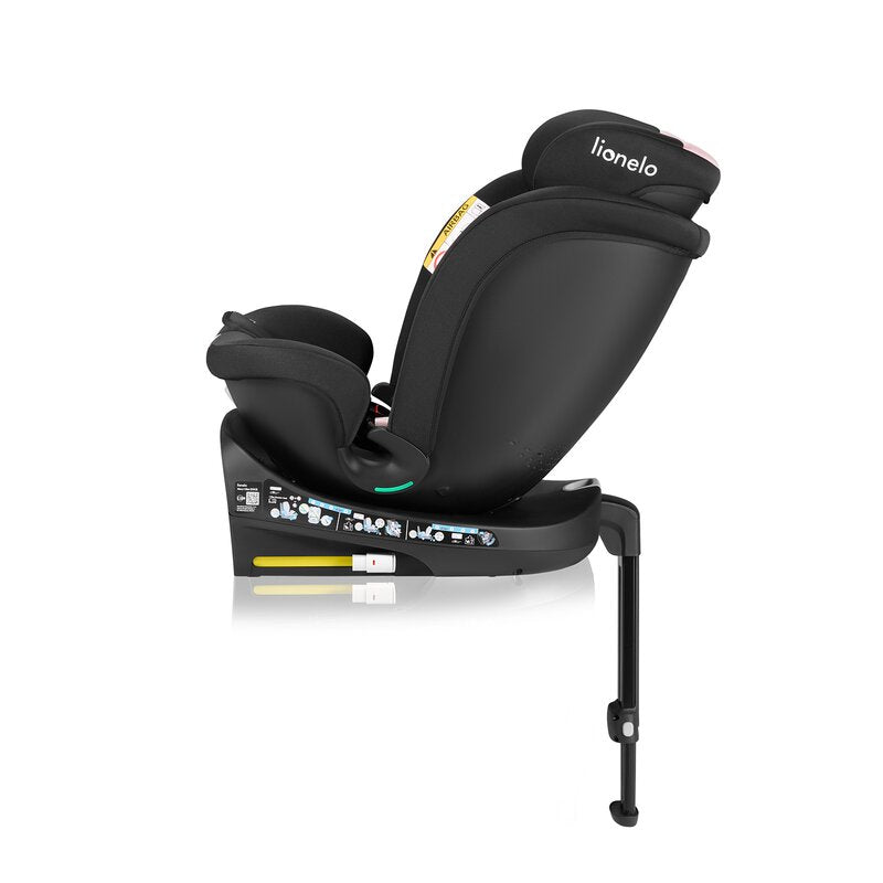Scaun auto, Lionelo, i-Size Navy, 0-36 Kg, 40-150 cm, Cu isofix si picior de fixare, Protectie laterala, Rotire 360 grade, Ajustare spatar in 4 pozitii, Tetiera reglabila in 11 trepte, Conform cu R129, Negru/Roz - gogobaby.ro