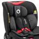Scaun auto, Lionelo, i-Size Navy, 0-36 Kg, 40-150 cm, Cu isofix si picior de fixare, Protectie laterala, Rotire 360 grade, Ajustare spatar in 4 pozitii, Tetiera reglabila in 11 trepte, Conform cu R129, Negru/Rosu