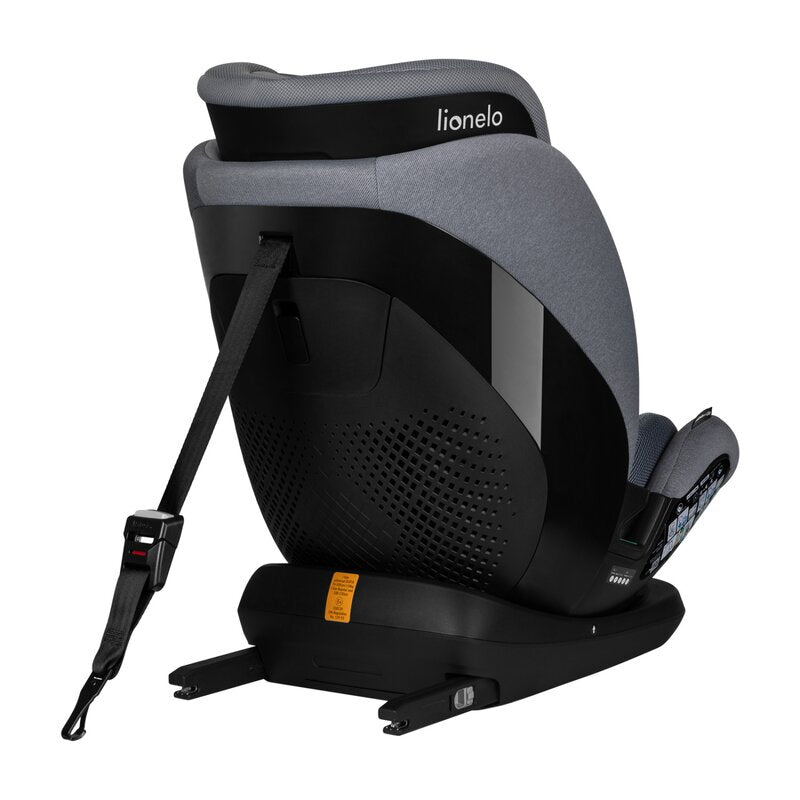 Scaun auto, Lionelo, Lavender I-size, Isofix, Cu centura TopTether, Cu spatar inclinabil in 5 pozitii, Cu tetiera reglabila in 13 pozitii, Instalare cu fata inainte, 9-36 Kg, 76-150 cm, Conform cu ECE R129, Gri