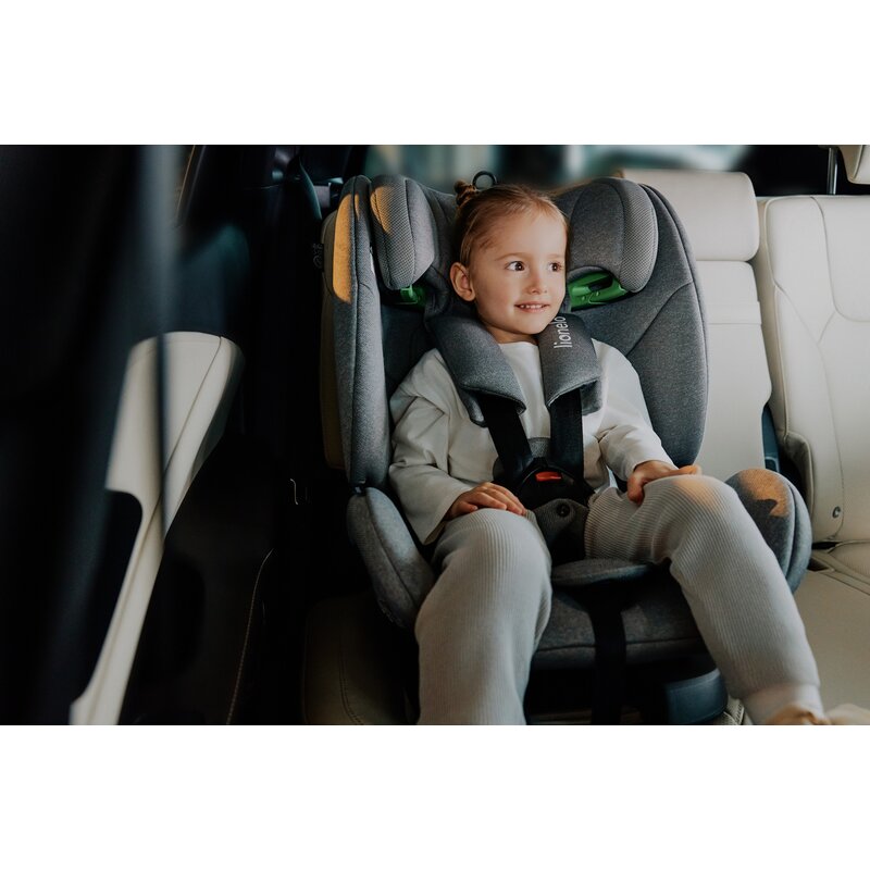 Scaun auto, Lionelo, Lavender I-size, Isofix, Cu centura TopTether, Cu spatar inclinabil in 5 pozitii, Cu tetiera reglabila in 13 pozitii, Instalare cu fata inainte, 9-36 Kg, 76-150 cm, Conform cu ECE R129, Verde - gogobaby.ro