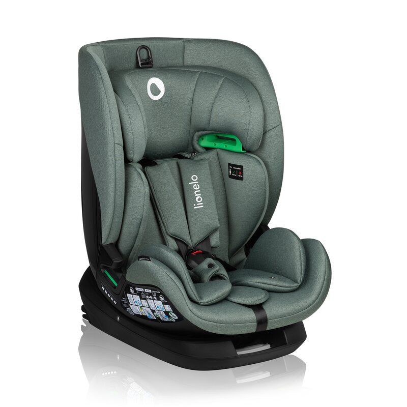 Scaun auto, Lionelo, Lavender I-size, Isofix, Cu centura TopTether, Cu spatar inclinabil in 5 pozitii, Cu tetiera reglabila in 13 pozitii, Instalare cu fata inainte, 9-36 Kg, 76-150 cm, Conform cu ECE R129, Verde - gogobaby.ro