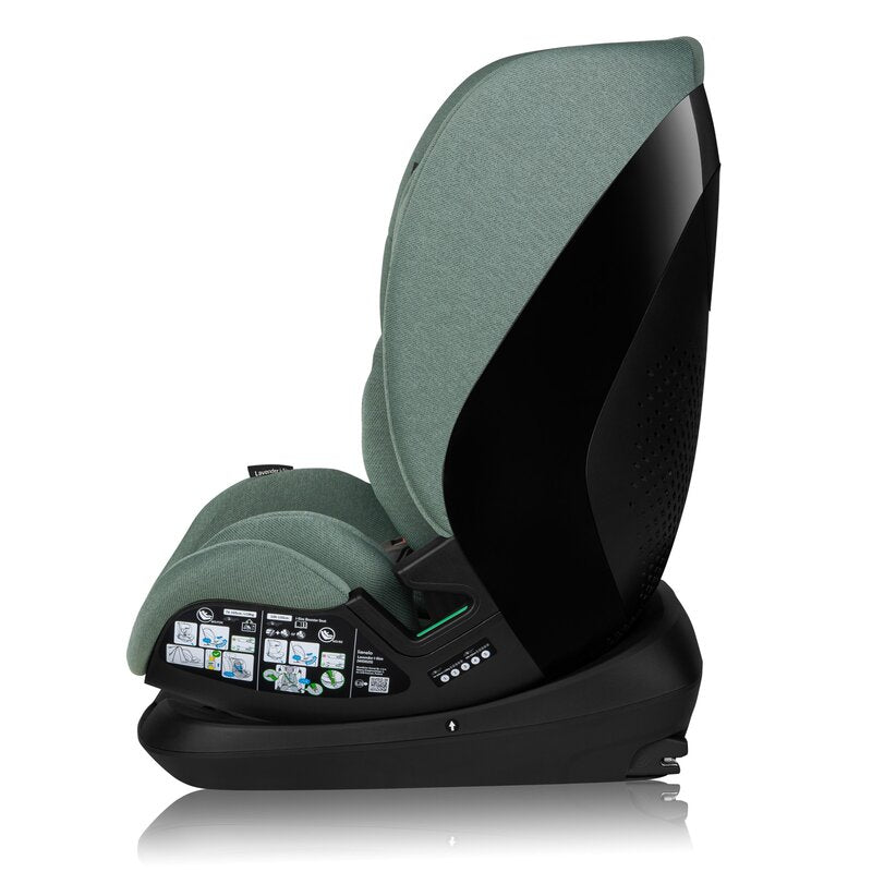 Scaun auto, Lionelo, Lavender I-size, Isofix, Cu centura TopTether, Cu spatar inclinabil in 5 pozitii, Cu tetiera reglabila in 13 pozitii, Instalare cu fata inainte, 9-36 Kg, 76-150 cm, Conform cu ECE R129, Verde - gogobaby.ro