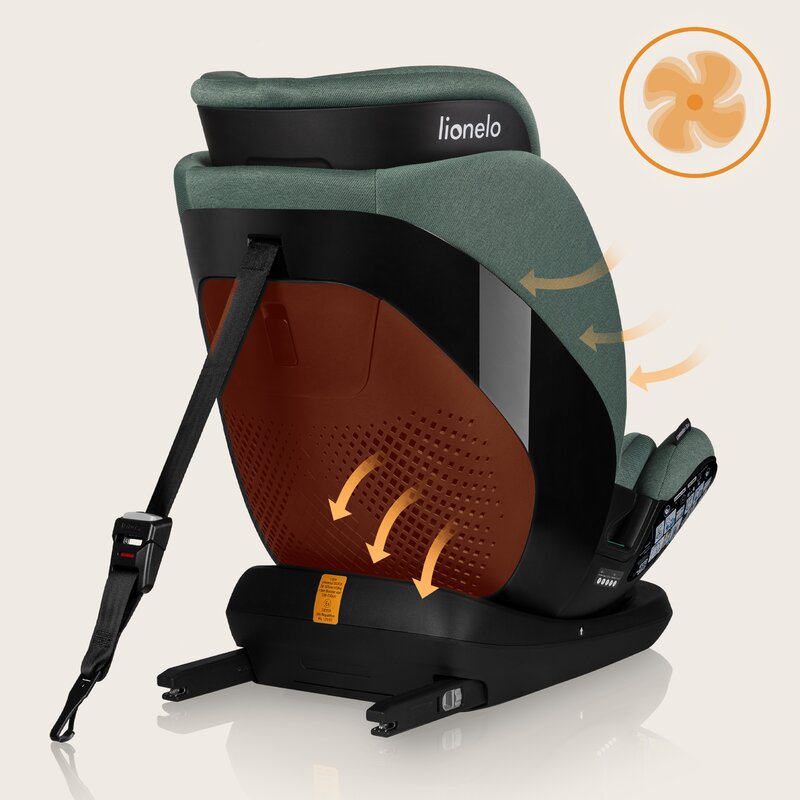Scaun auto, Lionelo, Lavender I-size, Isofix, Cu centura TopTether, Cu spatar inclinabil in 5 pozitii, Cu tetiera reglabila in 13 pozitii, Instalare cu fata inainte, 9-36 Kg, 76-150 cm, Conform cu ECE R129, Verde - gogobaby.ro