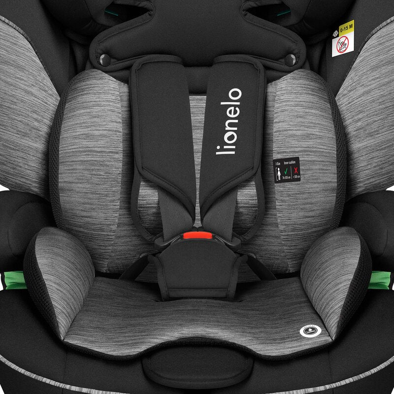 Scaun auto, Lionelo, Levi i-Size, Universal, Instalare FWF, Cu tetiera reglabila in 10 pozitii, Cu spatar detasabil, 76-150 cm, Conform cu R129, Gri