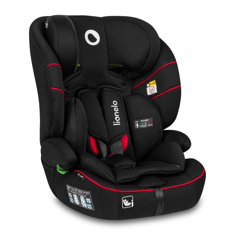 Scaun auto, Lionelo, Levi i-Size, Universal, Instalare FWF, Cu tetiera reglabila in 10 pozitii, Cu spatar detasabil, 76-150 cm, Conform cu R129, Negru