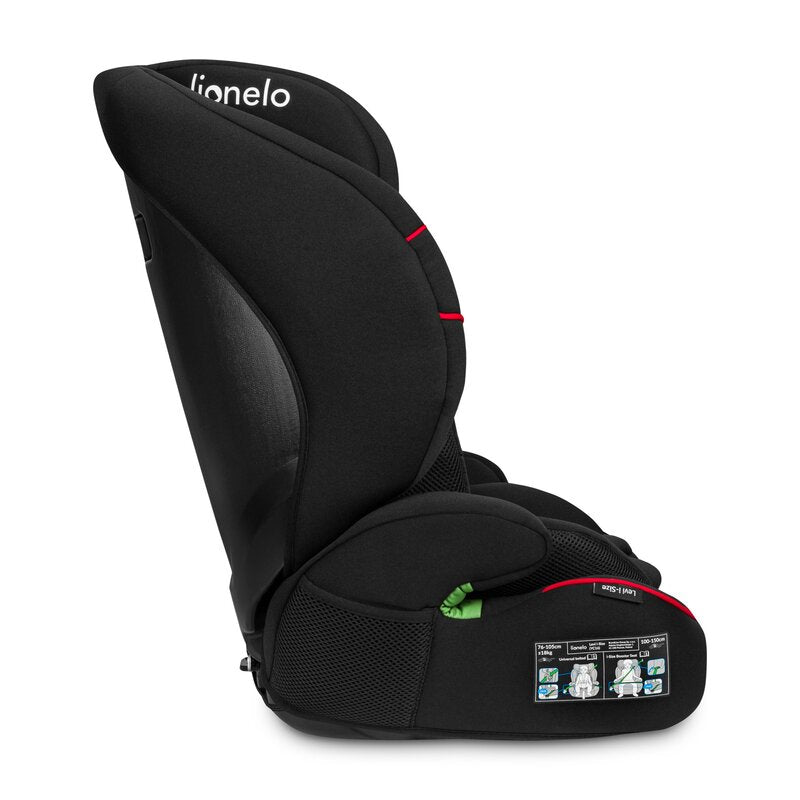 Scaun auto, Lionelo, Levi i-Size, Universal, Instalare FWF, Cu tetiera reglabila in 10 pozitii, Cu spatar detasabil, 76-150 cm, Conform cu R129, Negru
