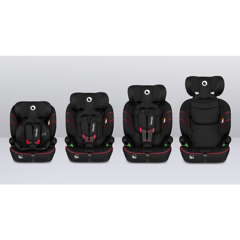 Scaun auto, Lionelo, Levi i-Size, Universal, Instalare FWF, Cu tetiera reglabila in 10 pozitii, Cu spatar detasabil, 76-150 cm, Conform cu R129, Negru