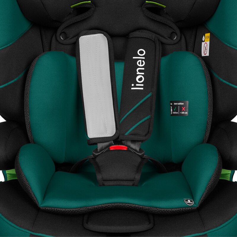 Scaun auto, Lionelo, Levi One i-Size, Universal, Instalare FWF, Cu tetiera reglabila in 10 pozitii, Cu spatar detasabil, 76-150 cm, Conform cu R129, Verde