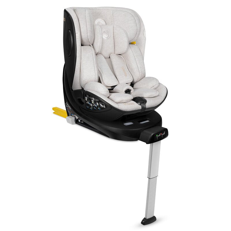 Scaun auto, Lionelo, Moxie Next, i-Size, 40-105 cm, Tetiera reglabila pe 8 trepte, Inclinare spatar in 5 pozitii, Carcasa ventilata, Din bambus, Protectie avansata, Husa detasabila, Conform cu R129, Bej - gogobaby.ro