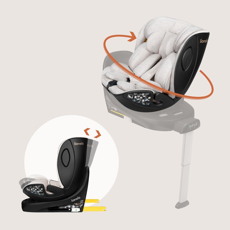 Scaun auto, Lionelo, Moxie Next, i-Size, 40-105 cm, Tetiera reglabila pe 8 trepte, Inclinare spatar in 5 pozitii, Carcasa ventilata, Din bambus, Protectie avansata, Husa detasabila, Conform cu R129, Bej - gogobaby.ro