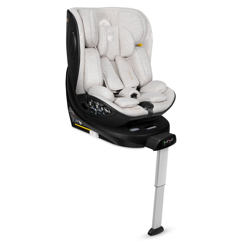 Scaun auto, Lionelo, Moxie Next, i-Size, 40-105 cm, Tetiera reglabila pe 8 trepte, Inclinare spatar in 5 pozitii, Carcasa ventilata, Din bambus, Protectie avansata, Husa detasabila, Conform cu R129, Bej - gogobaby.ro