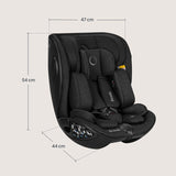 Scaun auto, Lionelo, Moxie Next, i-Size, 40-105 cm, Tetiera reglabila pe 8 trepte, Inclinare spatar in 5 pozitii, Carcasa ventilata, Din bambus, Protectie avansata, Husa detasabila, Conform cu R129, Negru