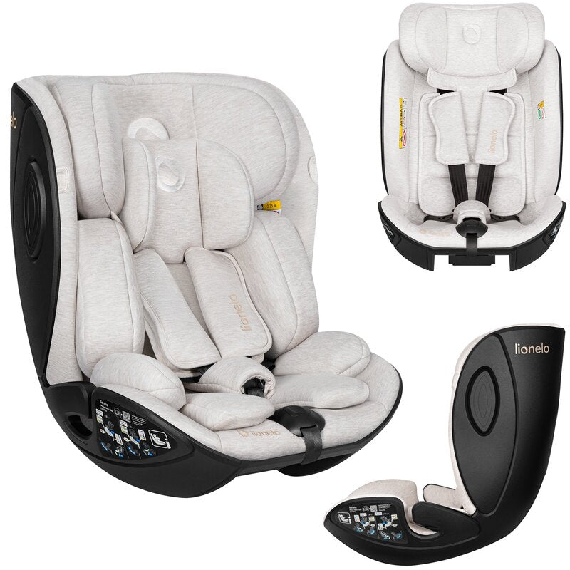 Scaun auto, Lionelo, Moxie Next, i-Size, 40-105 cm, Tetiera reglabila pe 8 trepte, Inclinare spatar in 5 pozitii, Carcasa ventilata, Din bambus, Protectie avansata, Husa detasabila, Conform cu R129, Bej - gogobaby.ro
