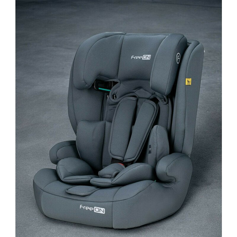 Scaun auto, FreeON, Uran, Pentru copii, I-Size, 76 - 150 cm/ 1 - 12 ani, Cu tetiera reglabila in 14 pozitii, Conform cu standardul european de securitate ECE R129, Dark Grey