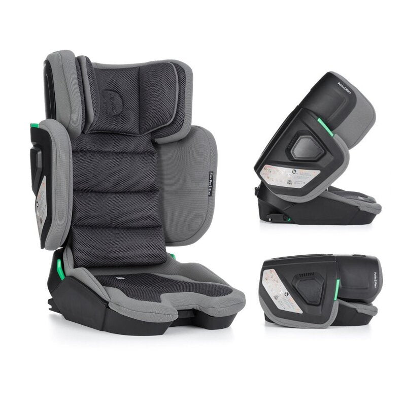 Scaun auto, Petite&Mars, Flex Pro i-Size, Orientare in directia sensului de mers, Tetiera reglabila in 8 pozitii, cu Isofix, Pliabil, R129, 100-150 cm, 3-12 ani, Gri