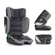 Scaun auto, Petite&Mars, Flex Pro i-Size, Orientare in directia sensului de mers, Tetiera reglabila in 8 pozitii, cu Isofix, Pliabil, R129, 100-150 cm, 3-12 ani, Gri