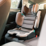Scaun auto, Petite&Mars, Flex Pro i-Size, Orientare in directia sensului de mers, Tetiera reglabila in 8 pozitii, cu Isofix, Pliabil, R129, 100-150 cm, 3-12 ani, Gri