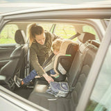 Scaun auto, Petite&Mars, Flex Pro i-Size, Orientare in directia sensului de mers, Tetiera reglabila in 8 pozitii, cu Isofix, Pliabil, R129, 100-150 cm, 3-12 ani, Gri